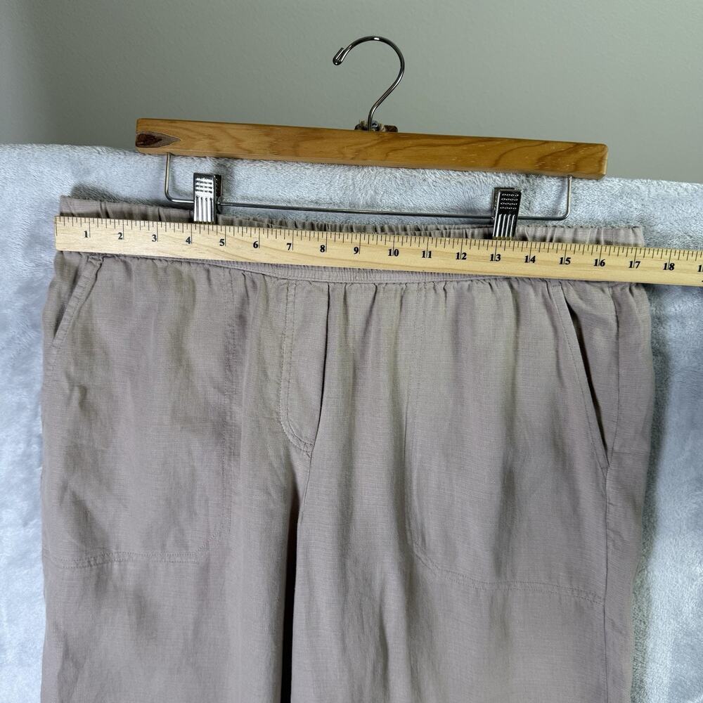 J Jill Purejill Pants Size Medium Tan Beige Wide Leg Linen Blend Boho Artsy - Picture 6 of 13